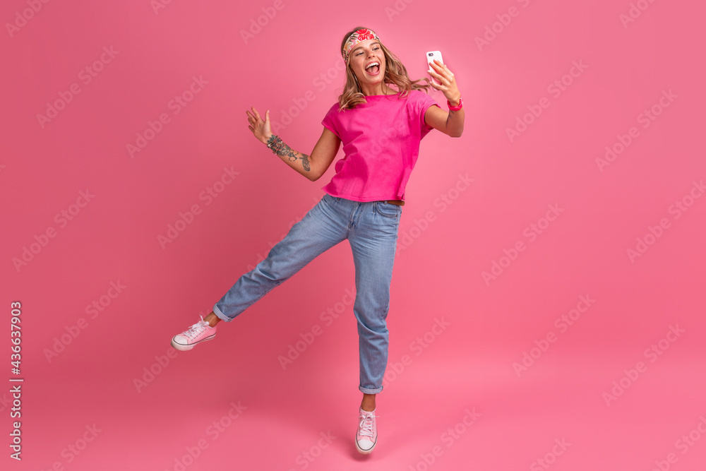 pretty cute smiling woman in pink shirt boho hippie style accessories smiling pretty cute smiling woman in pink shirt boho hippie style accessories smiling