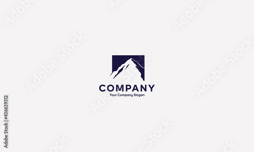Nature, hiking camp abstract business logo idea. Hill top, landscape, rock icon. Corporate identity logotype, company graphic design