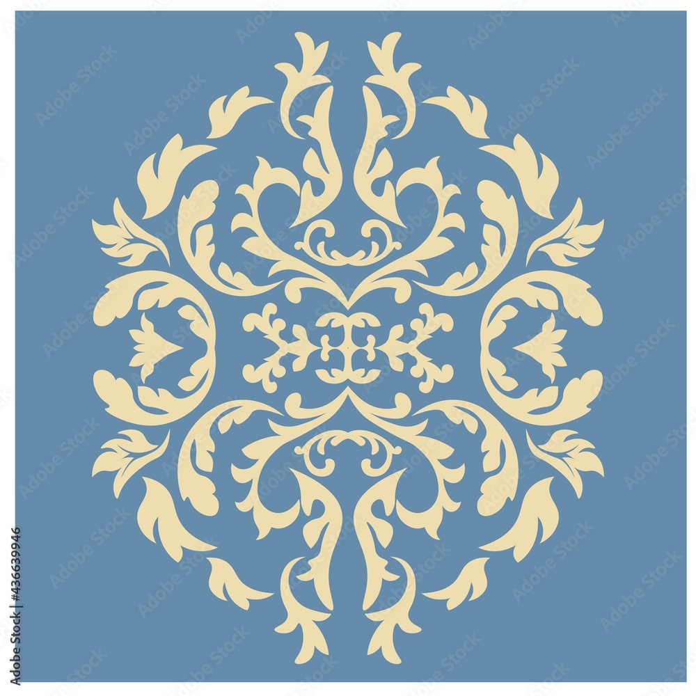 Damask element in classic style on white background. Royal template. Silhouette vector. Vector pattern. Royal damask element for print design. Damask element in classic style on white background. Royal template. Silhouette vector. Vector pattern. Royal damask element for print design.