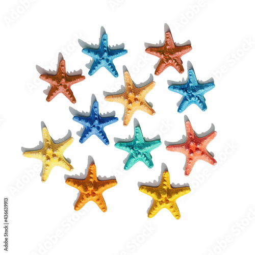 Colorful cute starfish pattern. Nautical or marine theme of sea life. Bright summer style.