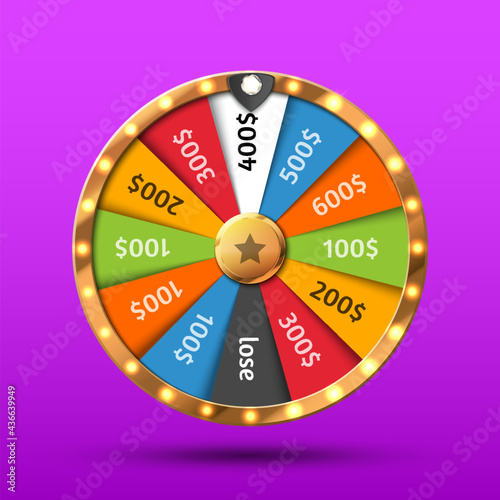 Colorful wheel of luck or fortune infographic. Vector illustration. Online casino background. Vector illustration