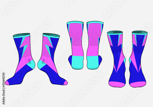 Socks template vector set, isolated
