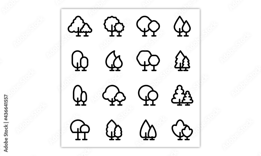 Trees, Plants Line Icon. Vector Illustration Flat style icons set.