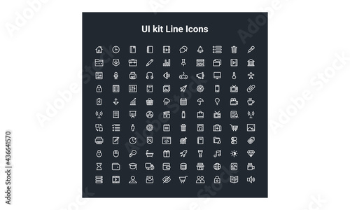 New black and white UI kit icons set.