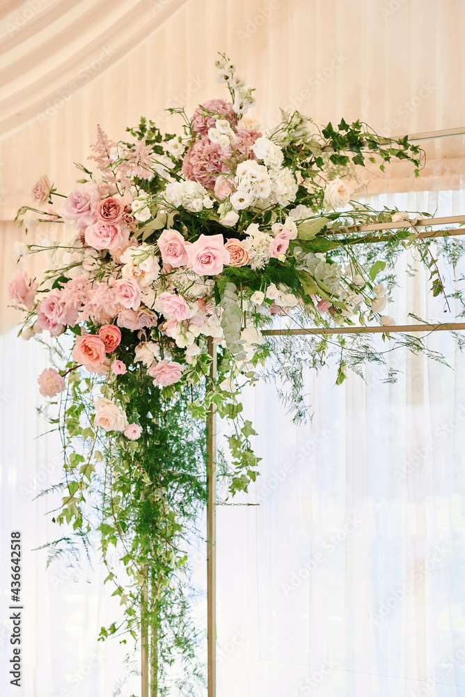 Lush floral arrangement of white and pink fresh flowers Lush floral arrangement of white and pink fresh flowers
