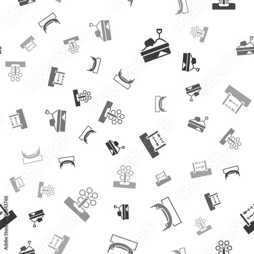 Set Sandbox with sand, Boat swing, Abacus and Ferris wheel on seamless pattern. Vector