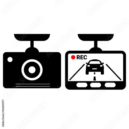 drive recorder sign. car dash cam icon. dvr camera symbol. dash camp icon set. flat style.