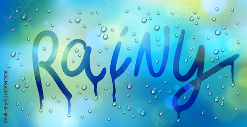 Rainy word drawn on a windo...