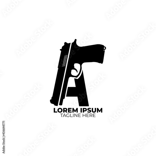 Pistol or gun concept A logo letter.