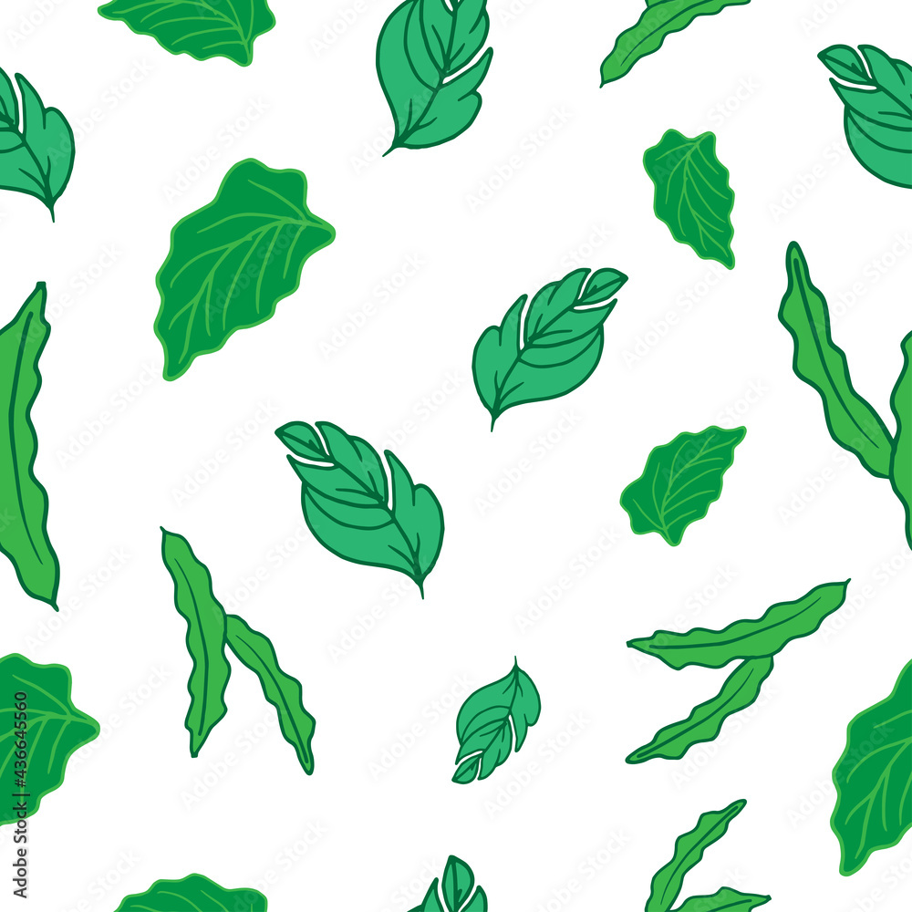 seamless pattern with green leaf on white background. beautiful leaves illustration. hand drawn vector. doodle art for wallpaper, backdrop, wrapping paper, fabric, textile, poster. nature background. seamless pattern with green leaf on white background. beautiful leaves illustration. hand drawn vector. doodle art for wallpaper, backdrop, wrapping paper, fabric, textile, poster. nature background.