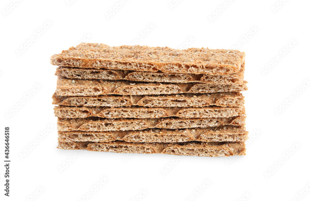 Pieces of crunchy rye crispbreads on white background Pieces of crunchy rye crispbreads on white background