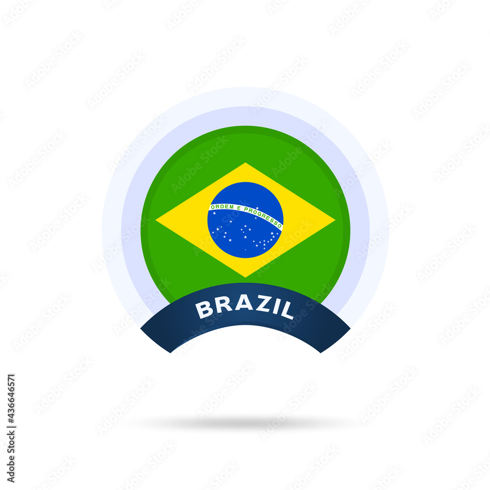 Fototapeta premium brazil national flag Circle button Icon. Simple flag, official colors and proportion correctly. Flat vector illustration.
