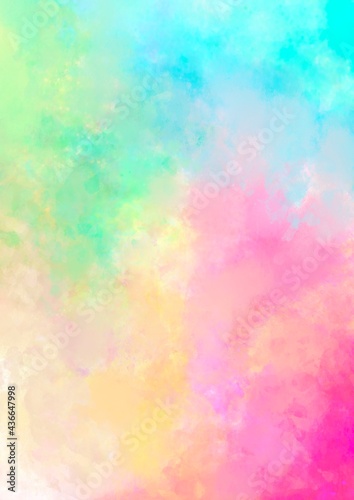 幻想的な虹色の水彩の滲むテクスチャ背景