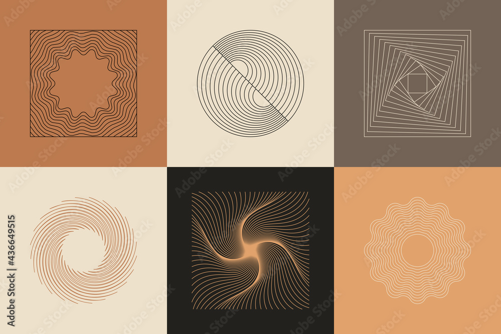Vector set of linear boho icons and symbols - abstract logo design templates  and prints - design elements for decoration in modern minimalist style for social media posts, stories