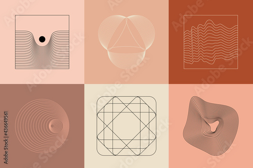 Vector set of linear boho icons and symbols - abstract logo design templates  and prints - design elements for decoration in modern minimalist style for social media posts, stories