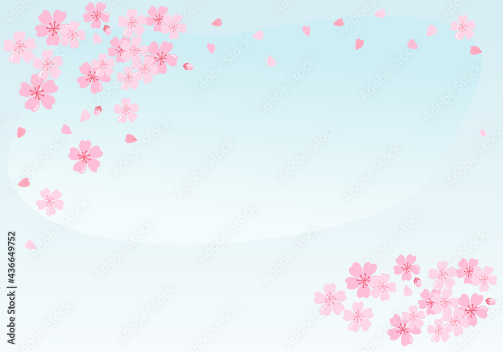 Cherry blossom on blue sky background vector illustration.