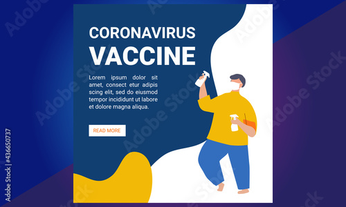 Corona Virus Vaccine Social Media, Stop Covid-19 concept, Prevention of Covid-19, People keeping distance for infection risk and disease, Coronavirus, Vector Illustration, Stock Illustration