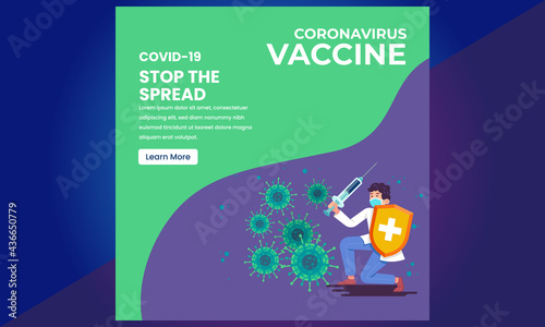 Corona Virus Vaccine Social Media, Stop Covid-19 concept, Prevention of Covid-19, People keeping distance for infection risk and disease, Coronavirus, Vector Illustration, Stock Illustration