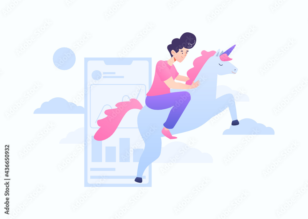 Unicorn Start-Up Vector Illustration Unicorn Start-Up Vector Illustration