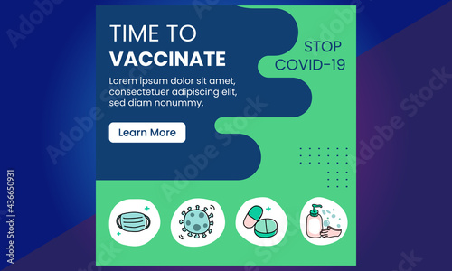 Corona Virus Vaccine Social Media, Stop Covid-19 concept, Prevention of Covid-19, People keeping distance for infection risk and disease, Coronavirus, Vector Illustration, Stock Illustration