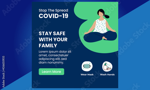 Corona Virus Vaccine Social Media, Stop Covid-19 concept, Prevention of Covid-19, People keeping distance for infection risk and disease, Coronavirus, Vector Illustration, Stock Illustration