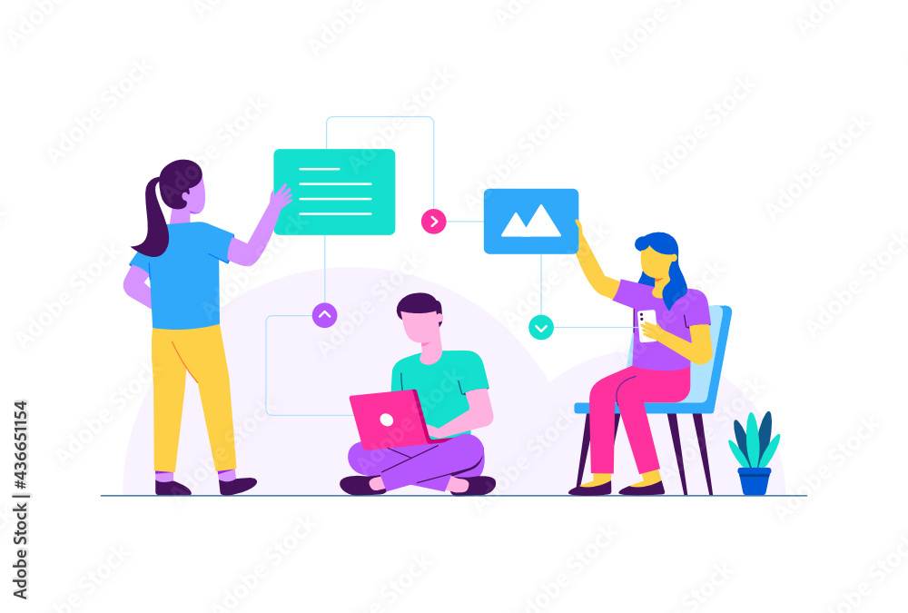 Virtual Collaboration Vector Illustration Virtual Collaboration Vector Illustration