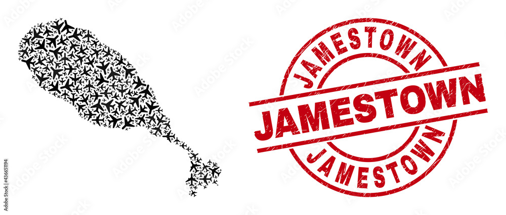 Jamestown rubber seal stamp, and St Kitts Island map mosaic of air plane elements. Mosaic St Kitts Island map designed with jet vehicles. Red watermark with Jamestown text, Jamestown rubber seal stamp, and St Kitts Island map mosaic of air plane elements. Mosaic St Kitts Island map designed with jet vehicles. Red watermark with Jamestown text,