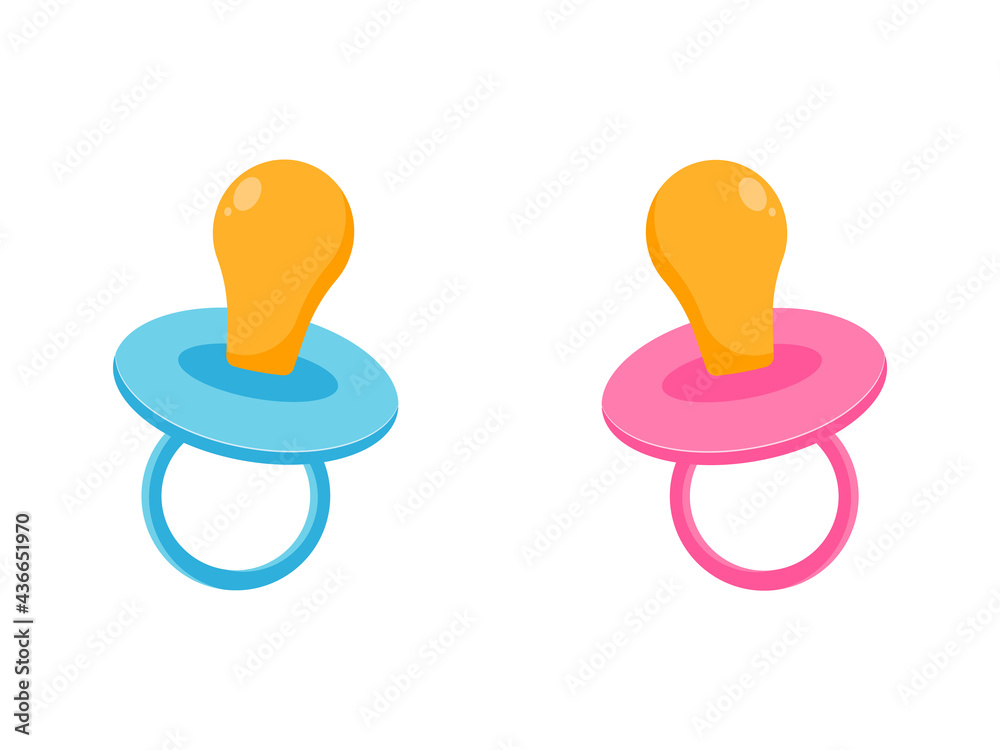 Set of baby pacifiers icon. Flat illustration of blue baby pacifier vector icon for web on white background. Set of baby pacifiers icon. Flat illustration of blue baby pacifier vector icon for web on white background.