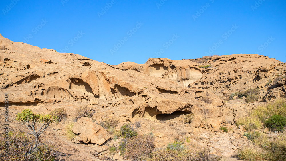 Volcanic rock formation near The Arco de Tajao in south of Tenerife Canary Islands Tenerife.Large image for banner Volcanic rock formation near The Arco de Tajao in south of Tenerife Canary Islands Tenerife.Large image for banner