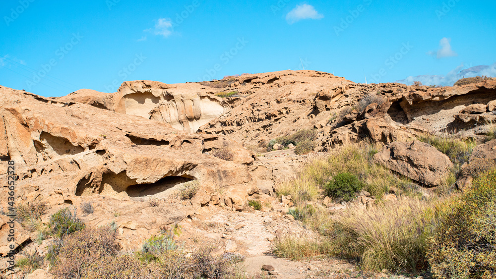 Volcanic rock landscape in Arco de Tajao in south of Tenerife Canary Islands Tenerife. Volcanic rock landscape in Arco de Tajao in south of Tenerife Canary Islands Tenerife.