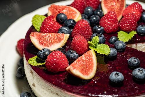 fruits on a cheesecake