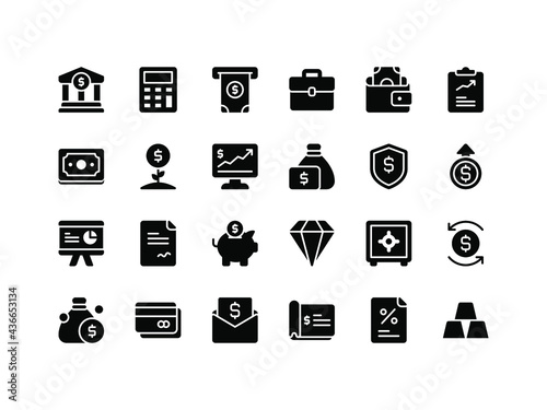 Finance and Accounting Glyph Icon Set