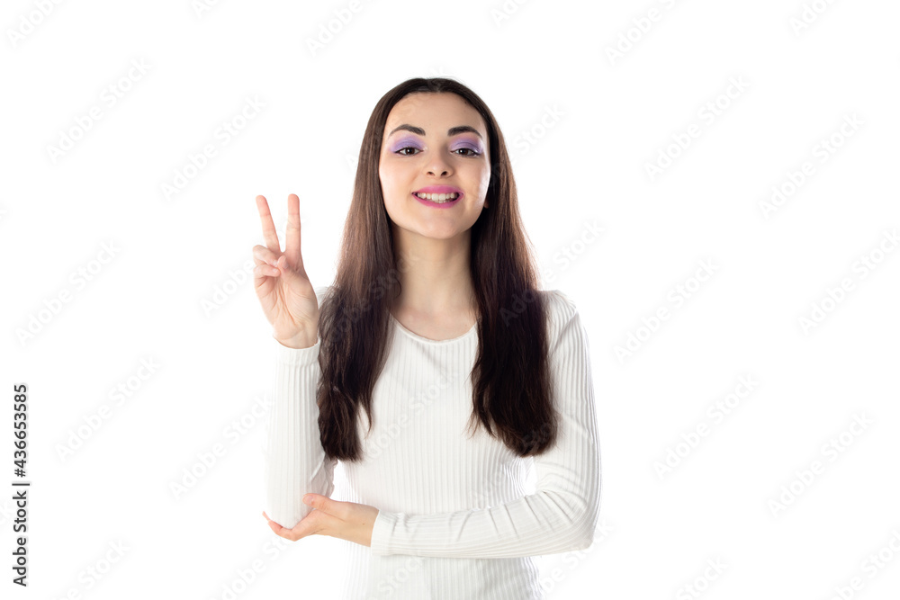 Portrait of beautiful teen girl with purple makeup closeup Portrait of beautiful teen girl with purple makeup closeup