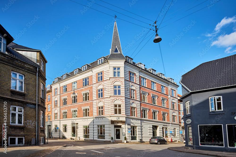 Fototapeta premium antique old scandinavian building in a narrow street