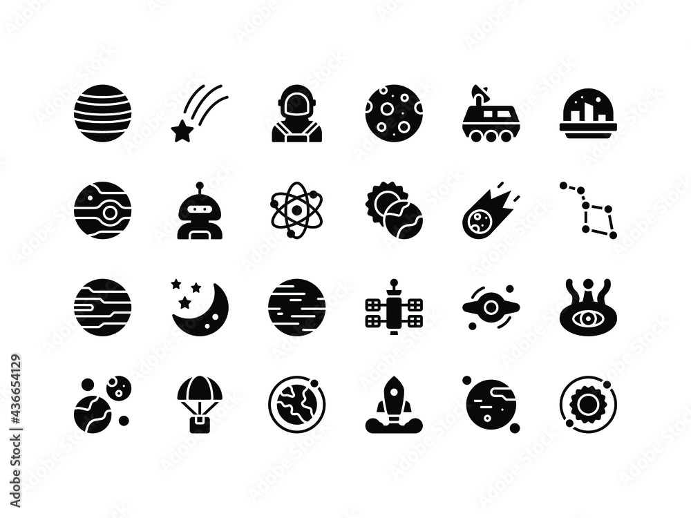 Space Objects Glyph Icon Set Space Objects Glyph Icon Set
