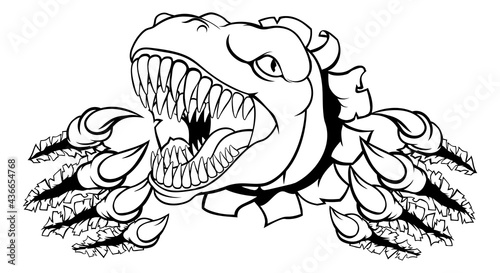 Dinosaur T Rex or Raptor Cartoon Mascot