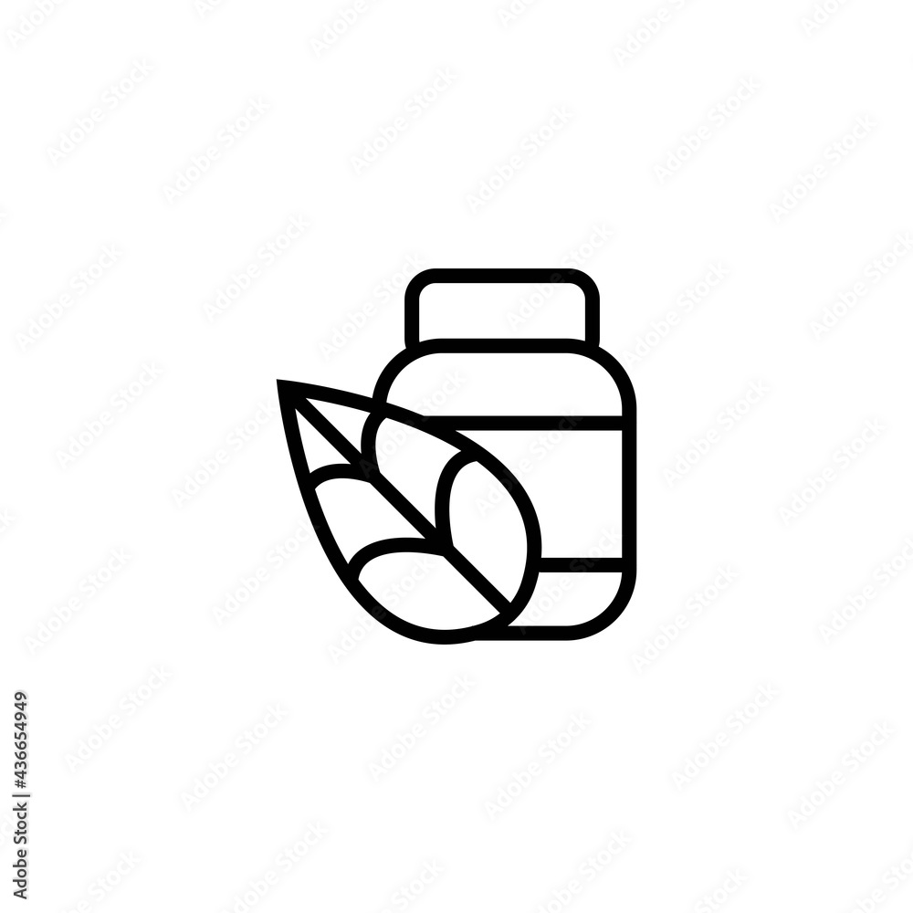Medicine, cosmetics bottle or vial with leaf black line icon. Pharmacy or drug mockup abstract design. Isolated symbol for: illustration, outline, logo, mobile, app, web, dev, ui, ux. Vector EPS 10 Medicine, cosmetics bottle or vial with leaf black line icon. Pharmacy or drug mockup abstract design. Isolated symbol for: illustration, outline, logo, mobile, app, web, dev, ui, ux. Vector EPS 10
