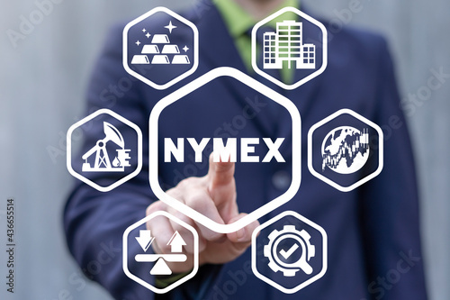 Concept of NYMEX New York Mercantile Exchange. American commodity futures exchange. photo