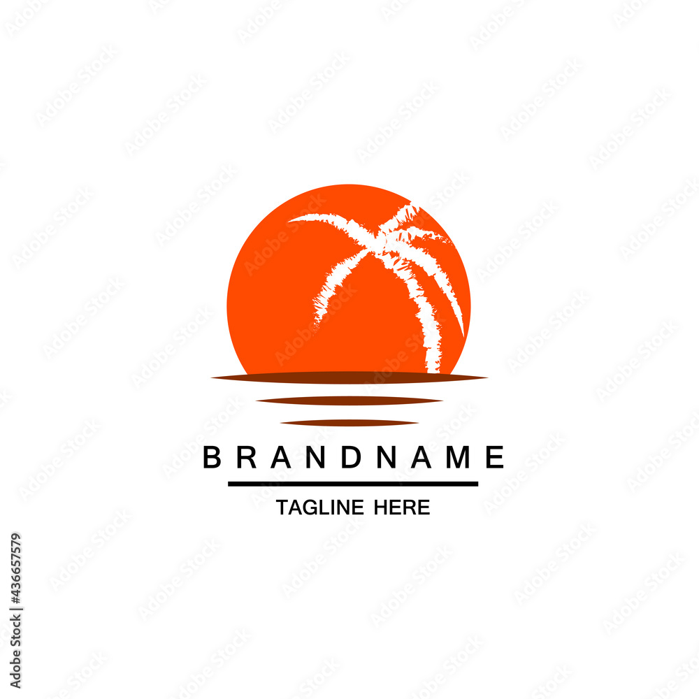 Fototapeta premium Vector Icon Logo Template Sun over horizon.