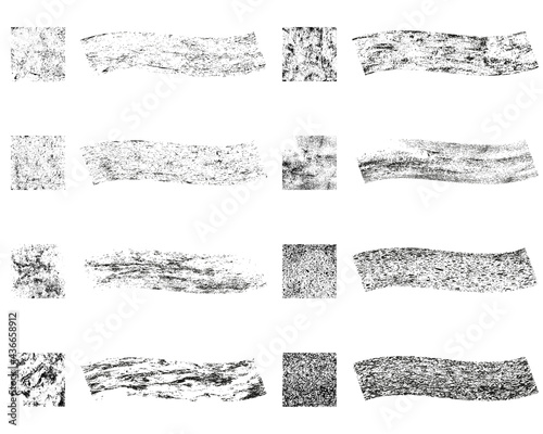 Set of abstract grunge distressed brushes and vector templates in dry paint, vintage wall, retro fabric pattern background. Created using AI CS6.