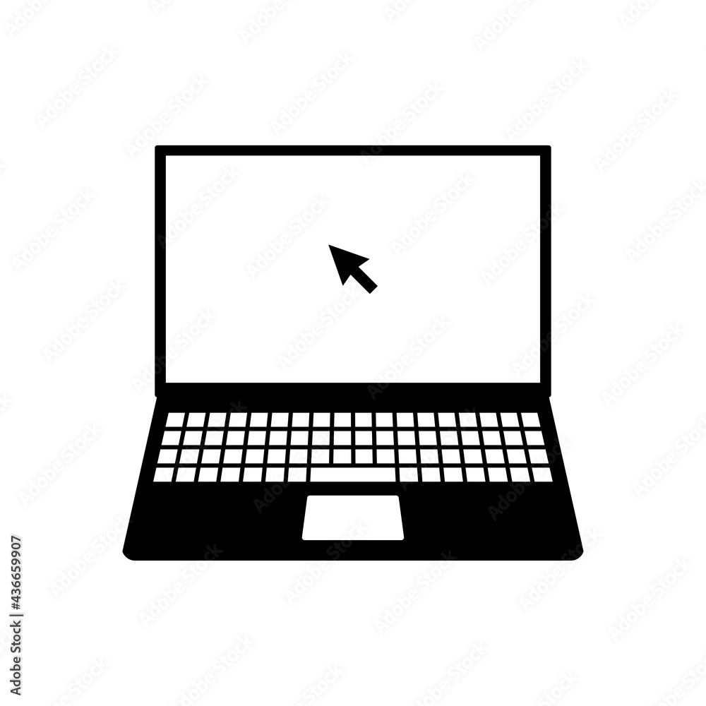Laptop with pointer or cursor icon. Notebook screen template. laptop display with clicking mouse. Laptop with pointer or cursor icon. Notebook screen template. laptop display with clicking mouse.