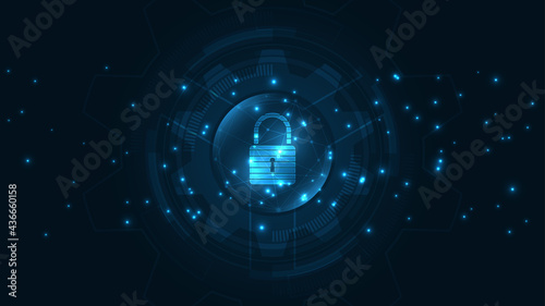 Padlock Security cyber digital concept Abstract technology background protect system innovation vector illustration