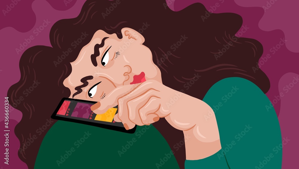 Fototapeta premium Woman scrolling on her phone