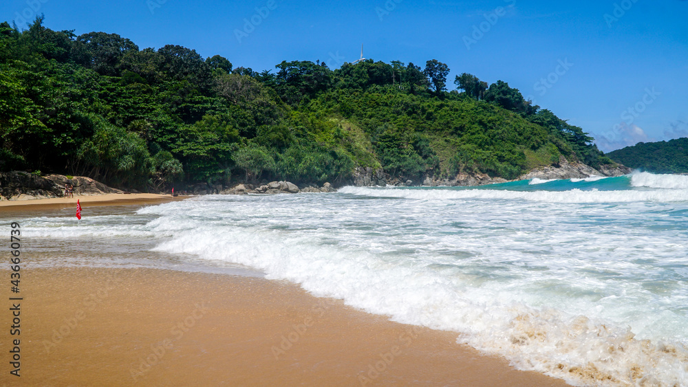 Waves on Nai Harn Beach on Phuket Island in Thailand