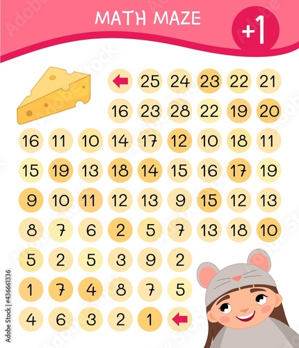 Maze game for children. Help the girl get to the cheese.