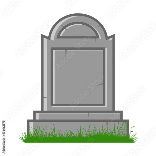 Grave with green grass vector cartoon illustration isolated on a white background.