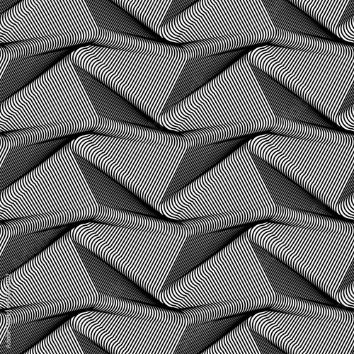 Vector minimal black white seamless pattern. Abstract moire texture for wallpaper or textile design.