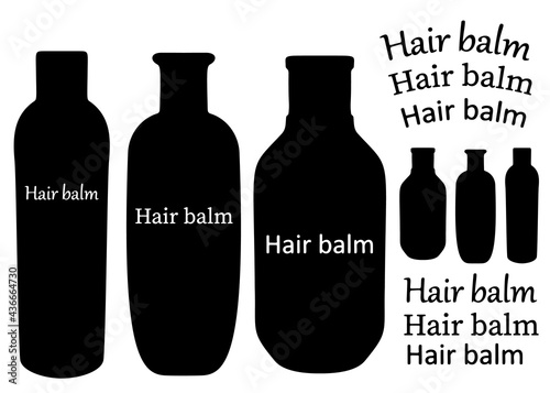 Hair balm with an inscription included in the set. Vector image.