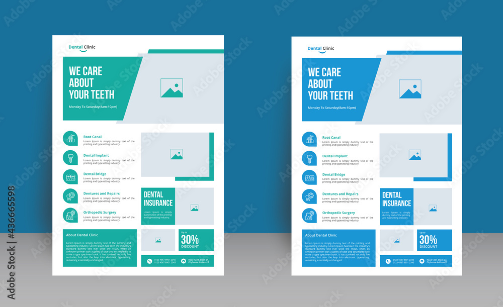 Dental clinic flyer design template | dental Promotion brochure design| dental design in print| dent | dental poster in blue Dental clinic flyer design template | dental Promotion brochure design| dental design in print| dent | dental poster in blue