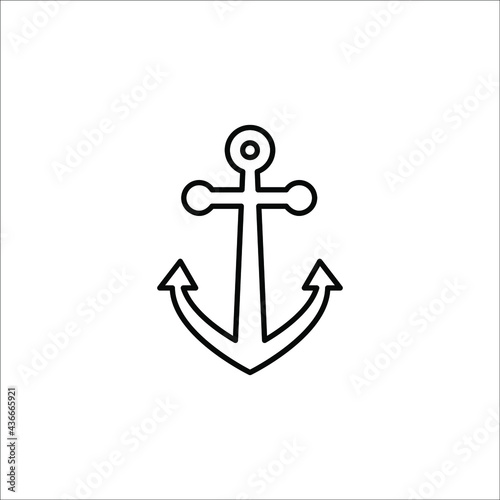 Ship Anchor Icon on white background. color editable
